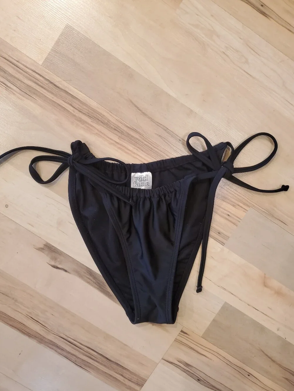 Wild Fable Black Ruched Side-Tie Bikini Bottoms Size XS